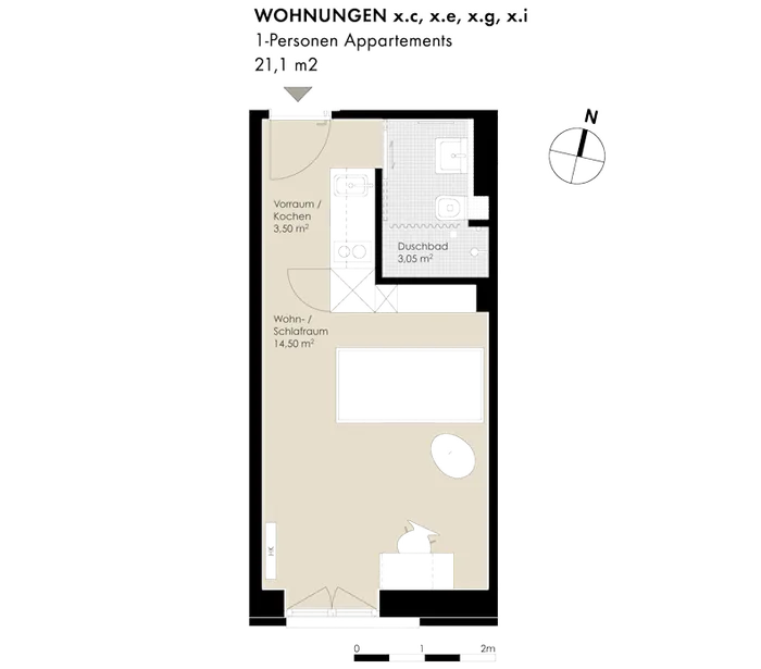Grundriss 1-Pers. Typ 2