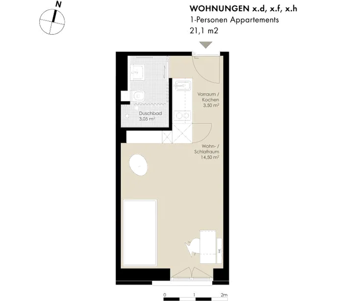 Grundriss 1-Pers. Typ 1