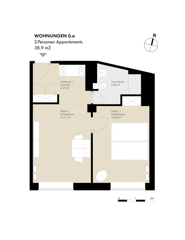 Grundriss 2-Pers. Typ B