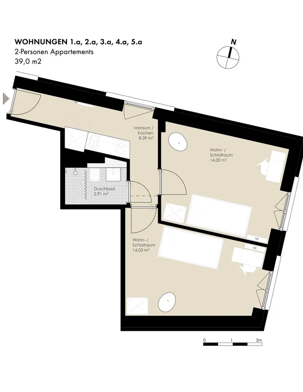 Grundriss 2-Pers. Typ A