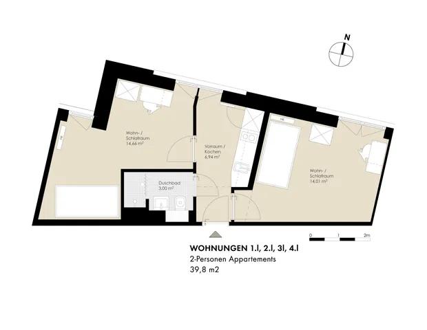 Grundriss 2-Pers. Typ L